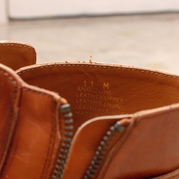 495$ Bruno Magli Angiolini Hand-burnished‎ calfskin Zip Boots